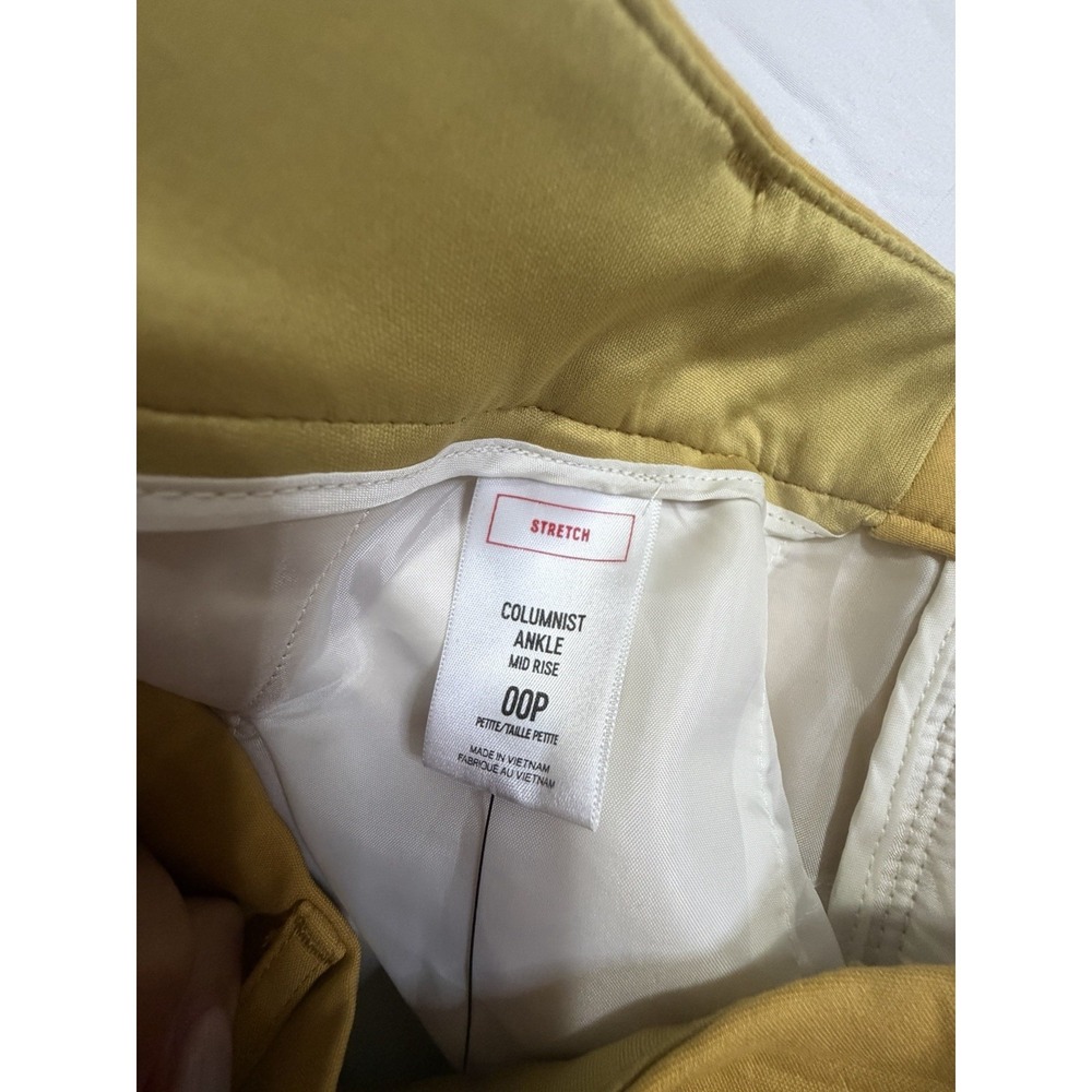 Express Columnist Ankle Pants 00P Petite Yellow Mid Rise Stretch Slim - Picture 4 of 8
